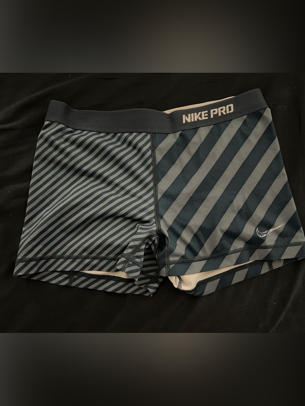 Women’s Gray & Black Striped Compression Shorts